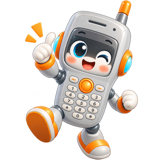 昔のケータイ(PHS)の形をしたキャラクター「ピッチーくん」